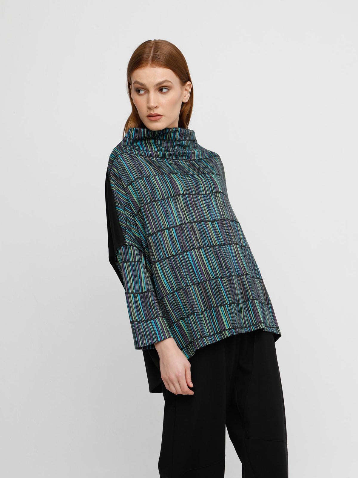 Ozai N Ku Funnel Neck Drop Sleeve Top, Volcano - Statement Boutique