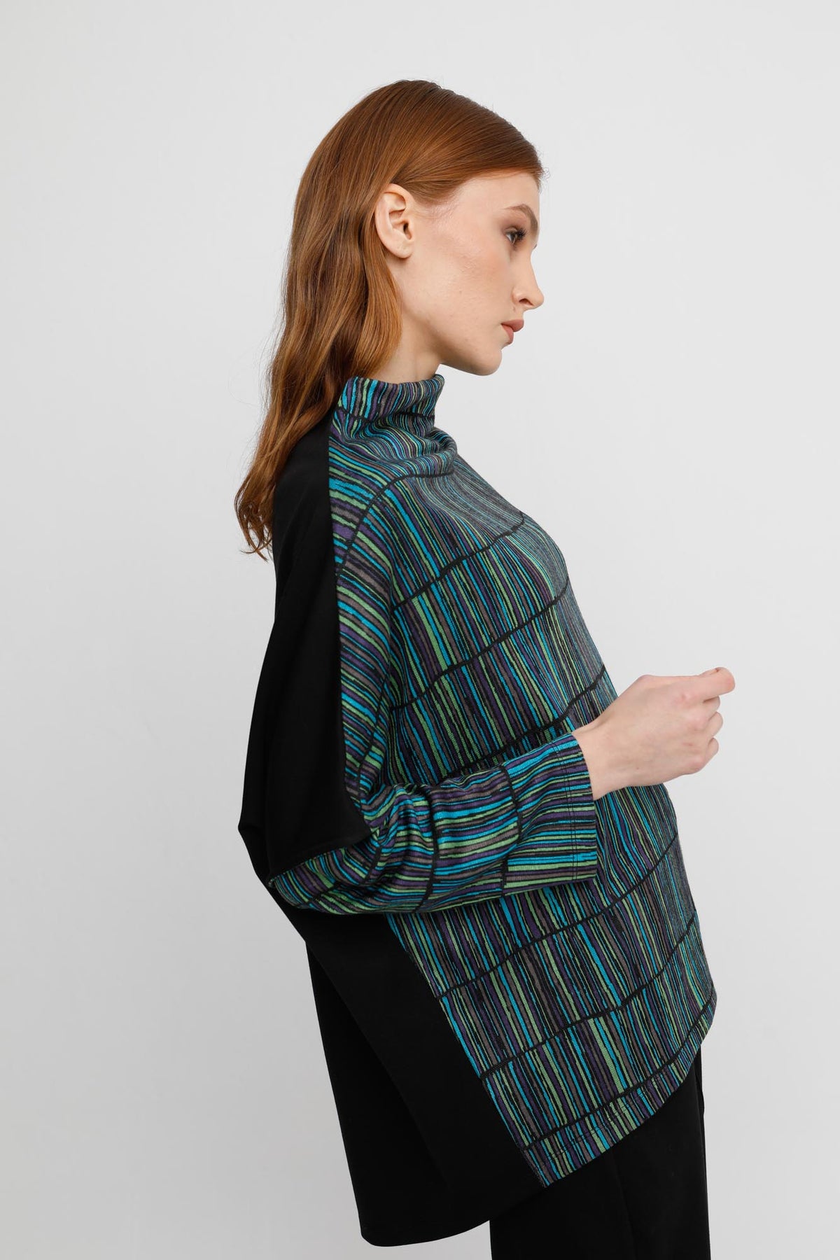 Ozai N Ku Funnel Neck Drop Sleeve Top, Volcano - Statement Boutique
