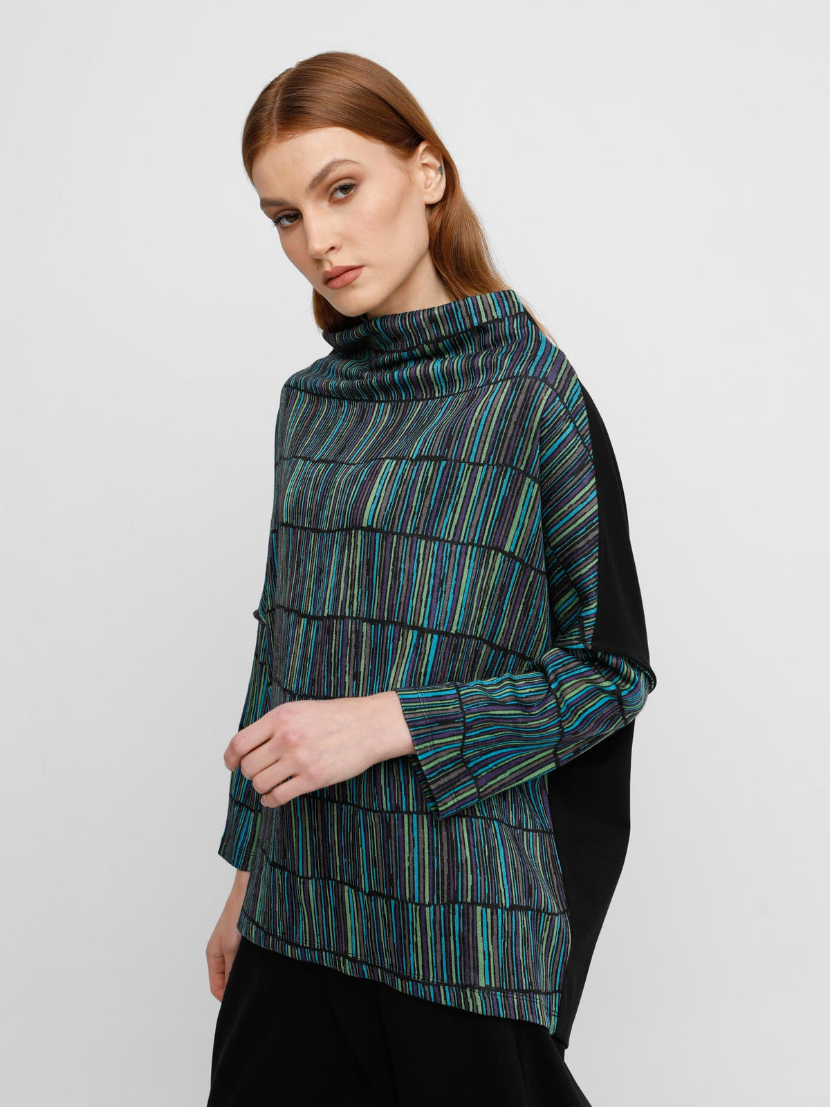 Ozai N Ku Funnel Neck Drop Sleeve Top, Volcano - Statement Boutique