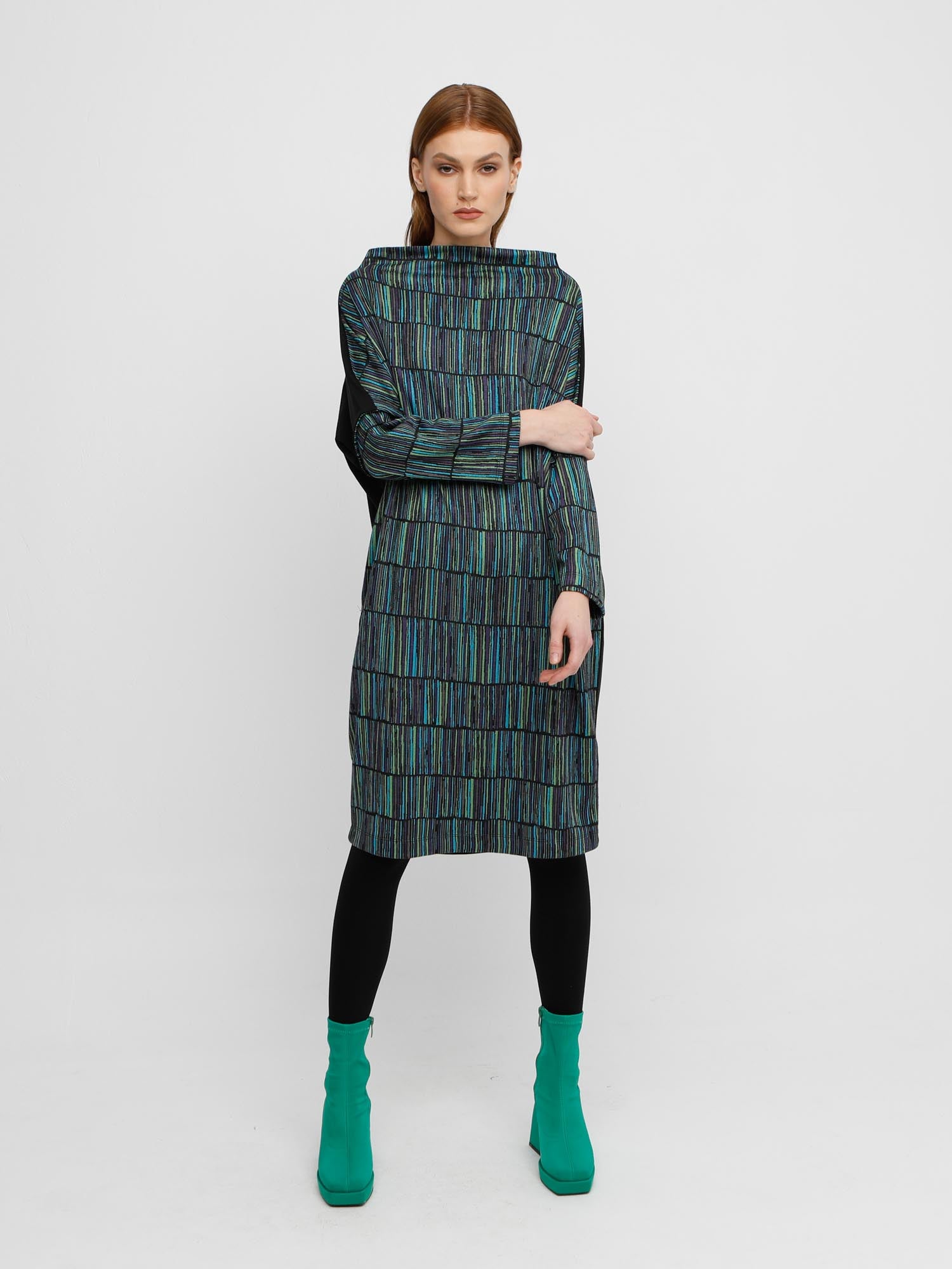 Ozai N Ku Funnel Neck Slouch Dress, Volcano - Statement Boutique