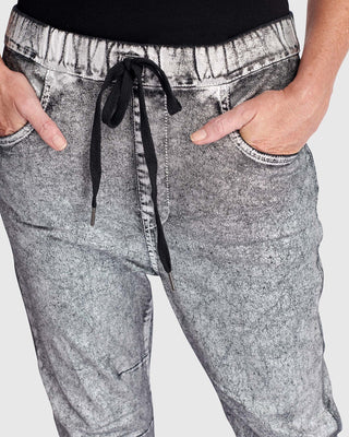 Alembika U.S. Metallic Boyfriend Jogger Jeans, Silver - Statement Boutique