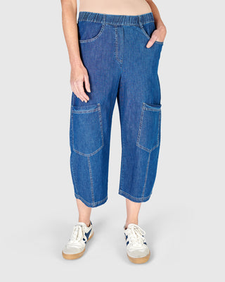 Alembika Pocket Capri Pant, Denim - Statement Boutique