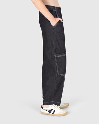 Alembika Papaya Relaxed Pants, Black Denim - Statement Boutique