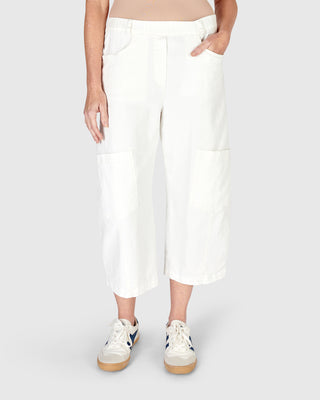 Alembika Denim Pocket Capri Pant, White - Statement Boutique