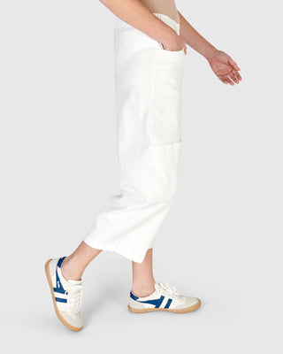 Alembika Denim Pocket Capri Pant, White - Statement Boutique