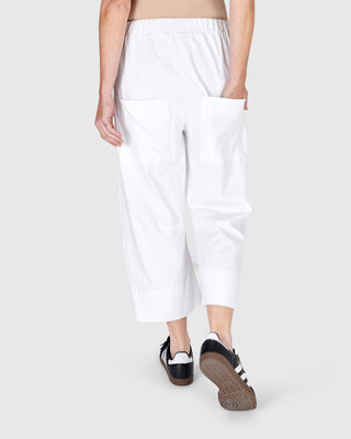 Alembika Urban Pocket Accent Crop Pant, White - Statement Boutique