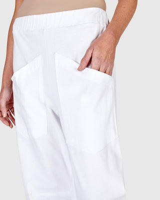Alembika Urban Pocket Accent Crop Pant, White - Statement Boutique