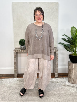 Metallic Seed Stitch Sweater, Turtle/Silver