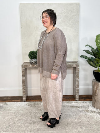 Metallic Seed Stitch Sweater, Turtle/Silver