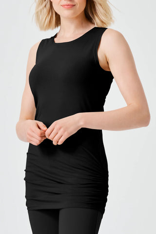 Cotton Lycra Ruched Tank, Black