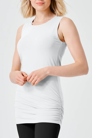 Cotton Lycra Ruched Tank, White