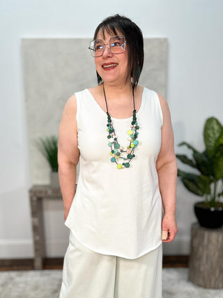 Planet by Lauren G Cotton Lycra Shirttail Tank, Mint - Statement Boutique