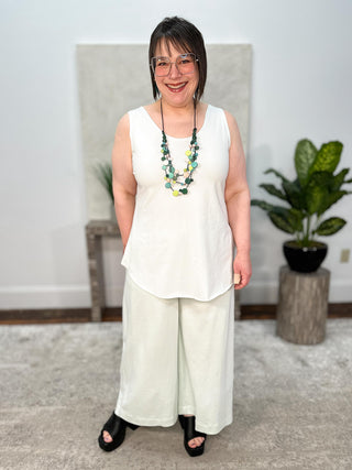 Planet by Lauren G Cotton Lycra Shirttail Tank, Mint - Statement Boutique