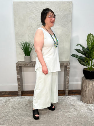 Planet by Lauren G Cotton Lycra Shirttail Tank, Mint - Statement Boutique