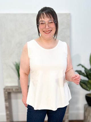 Cotton Lycra Shirttail Tank, Stone