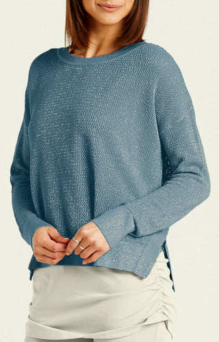 Metallic Mini Seed Stitch Sweater, Vapor/Silver