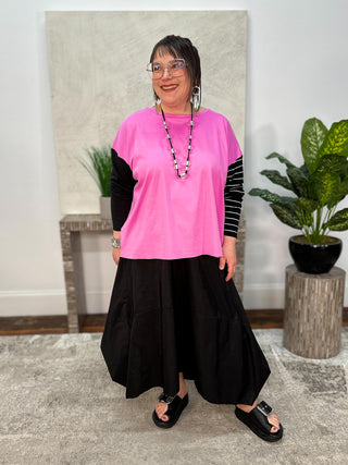 Mixed Media T, Peony/Black