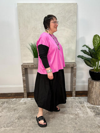 Mixed Media T, Peony/Black