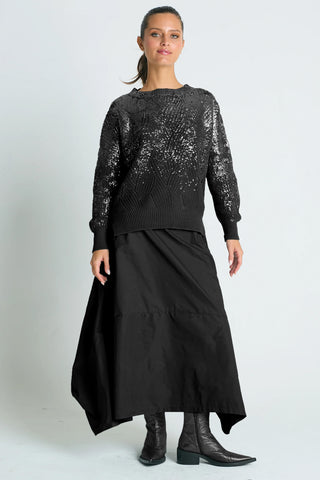 Nylon Architectural Skirt, Black