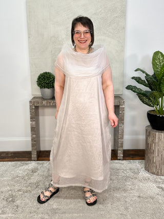 Planet by Lauren G Organza Jackie O Dress, Putty - Statement Boutique