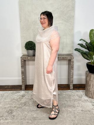 Planet by Lauren G Organza Jackie O Dress, Putty - Statement Boutique