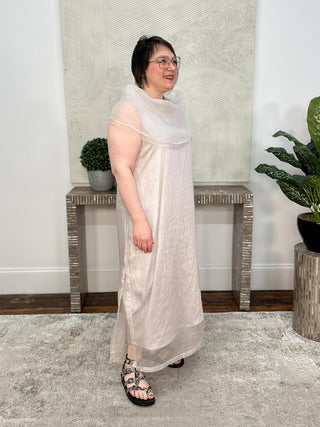Planet by Lauren G Organza Jackie O Dress, Putty - Statement Boutique