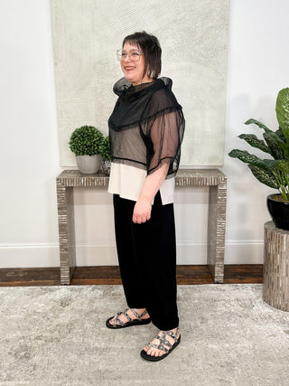 Planet by Lauren G Organza Jackie O Top, Black - Statement Boutique