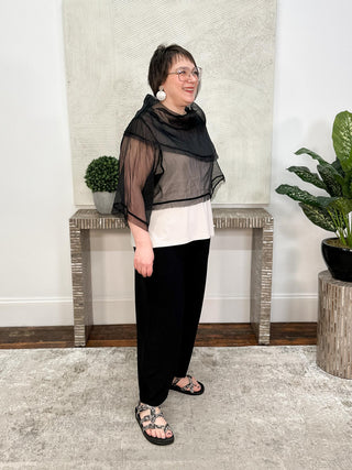 Planet by Lauren G Organza Jackie O Top, Black - Statement Boutique