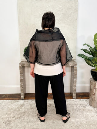 Planet by Lauren G Organza Jackie O Top, Black - Statement Boutique