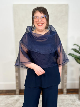 Planet by Lauren G Organza Jackie O Top, Midnight - Statement Boutique
