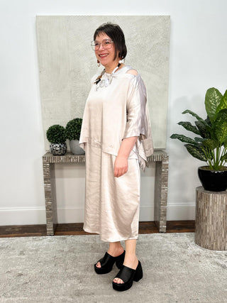 Sateen Off The Shoulder Blouson Top, Putty