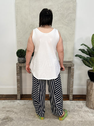 Planet by Lauren G Cotton Lycra Shirttail Tank, White - Statement Boutique