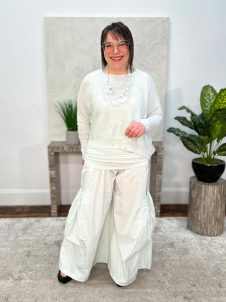 Planet by Lauren G Nylon Big Pocket Pant, Mint - Statement Boutique