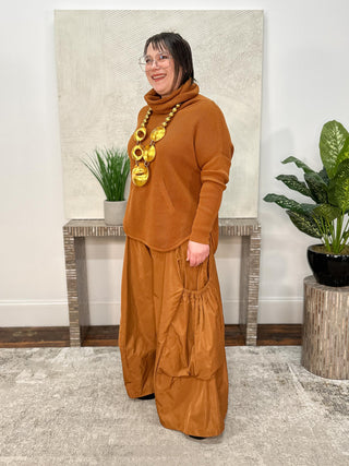 Planet by Lauren G Waffle Cowl Sweater, Chestnut - Statement Boutique