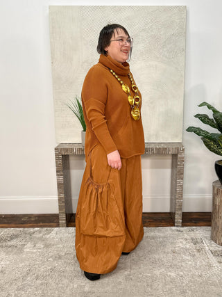 Planet by Lauren G Waffle Cowl Sweater, Chestnut - Statement Boutique