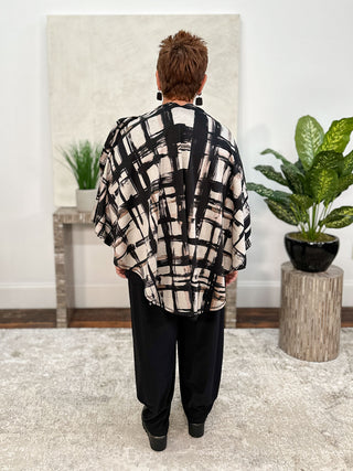 Pure Essence Buckle Shawl, Black/Sand - Statement Boutique