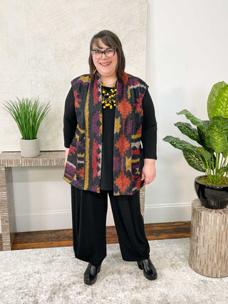 Pure Essence Printed Boucle Vest, Sante Fe - Statement Boutique