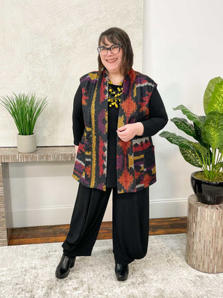 Pure Essence Printed Boucle Vest, Sante Fe - Statement Boutique
