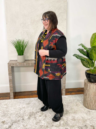 Pure Essence Printed Boucle Vest, Sante Fe - Statement Boutique