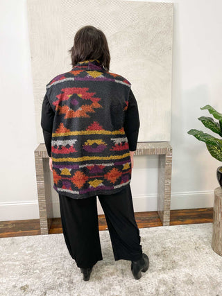Pure Essence Printed Boucle Vest, Sante Fe - Statement Boutique