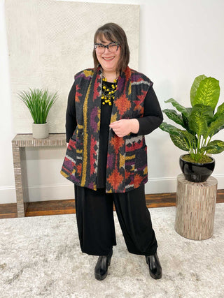 Pure Essence Printed Boucle Vest, Sante Fe - Statement Boutique