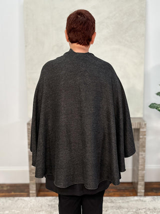 Cashmere Reversible Buckle Shawl, Paisley Grey Camel/Charcoal