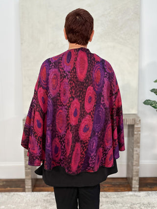Cashmere Reversible Buckle Shawl, Galaxy Swirl Magenta Multi