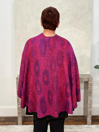 Cashmere Reversible Buckle Shawl, Galaxy Swirl Magenta Multi