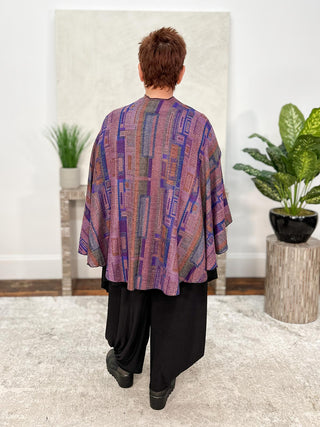 Cashmere Reversible Buckle Shawl, Rectangles Royal Blue Multi