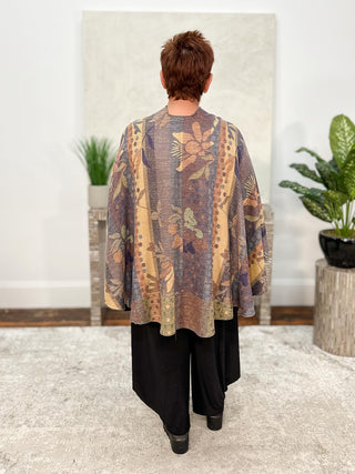 Rapti Fashion Cashmere Reversible Buckle Shawl, Striped Floral Blue Multi - Statement Boutique