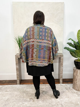 Rapti Fashion Cashmere Reversible Buckle Shawl, Zig Zag Dots Rust Multi - Statement Boutique