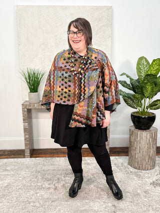Rapti Fashion Cashmere Reversible Buckle Shawl, Zig Zag Dots Rust Multi - Statement Boutique