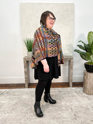 Rapti Fashion Cashmere Reversible Buckle Shawl, Zig Zag Dots Rust Multi - Statement Boutique