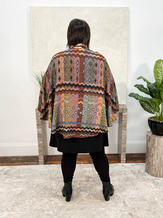 Rapti Fashion Cashmere Reversible Buckle Shawl, Zig Zag Dots Rust Multi - Statement Boutique